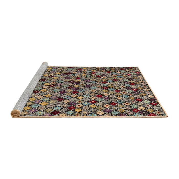 Sideview of Machine Washable Abstract Bakers Brown Rug, wshabs4474