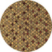 Round Abstract Brown Modern Rug, abs4474brn