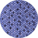 Round Machine Washable Abstract Blue Modern Rug, wshabs4474blu