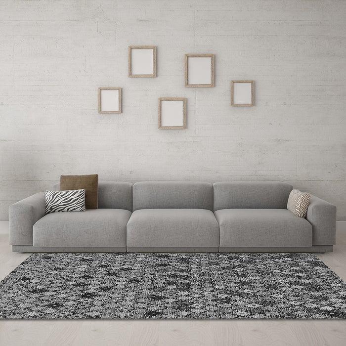 Machine Washable Abstract Gray Modern Rug in a Living Room,, wshabs4474gry