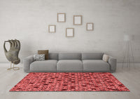 Machine Washable Abstract Red Modern Rug, wshabs4474red