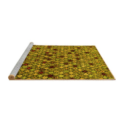 Sideview of Machine Washable Abstract Yellow Modern Rug, wshabs4474yw