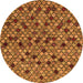 Round Abstract Orange Modern Rug, abs4474org