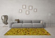 Machine Washable Abstract Yellow Modern Rug in a Living Room, wshabs4474yw