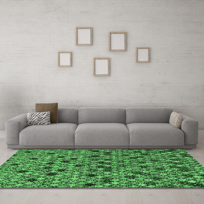 Machine Washable Abstract Emerald Green Modern Area Rugs in a Living Room,, wshabs4474emgrn