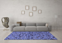 Machine Washable Abstract Blue Modern Rug, wshabs4474blu