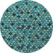 Round Abstract Light Blue Modern Rug, abs4474lblu