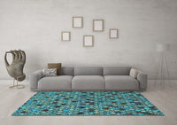 Machine Washable Abstract Light Blue Modern Rug, wshabs4474lblu