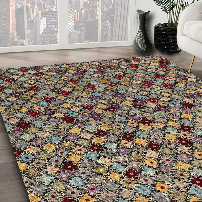Machine Washable Abstract Bakers Brown Rug in a Family Room, wshabs4474
