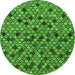 Round Machine Washable Abstract Green Modern Area Rugs, wshabs4474grn