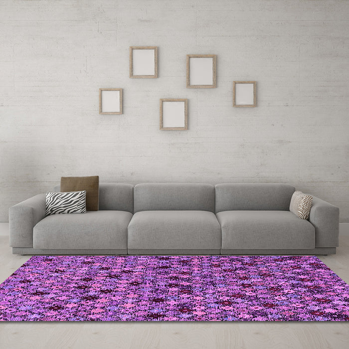 Machine Washable Abstract Purple Modern Area Rugs in a Living Room, wshabs4474pur
