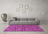 Machine Washable Abstract Pink Modern Rug, wshabs4474pnk