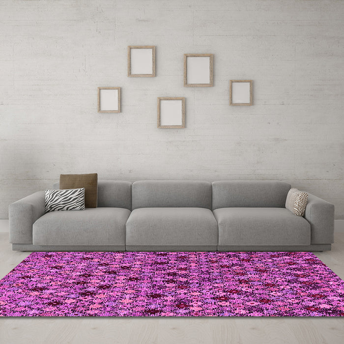 Machine Washable Abstract Pink Modern Rug in a Living Room, wshabs4474pnk