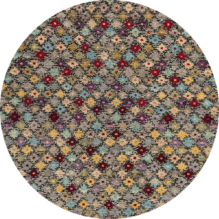 Round Machine Washable Abstract Bakers Brown Rug, wshabs4474