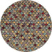 Round Machine Washable Abstract Bakers Brown Rug, wshabs4474