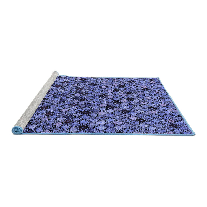Sideview of Machine Washable Abstract Blue Modern Rug, wshabs4474blu