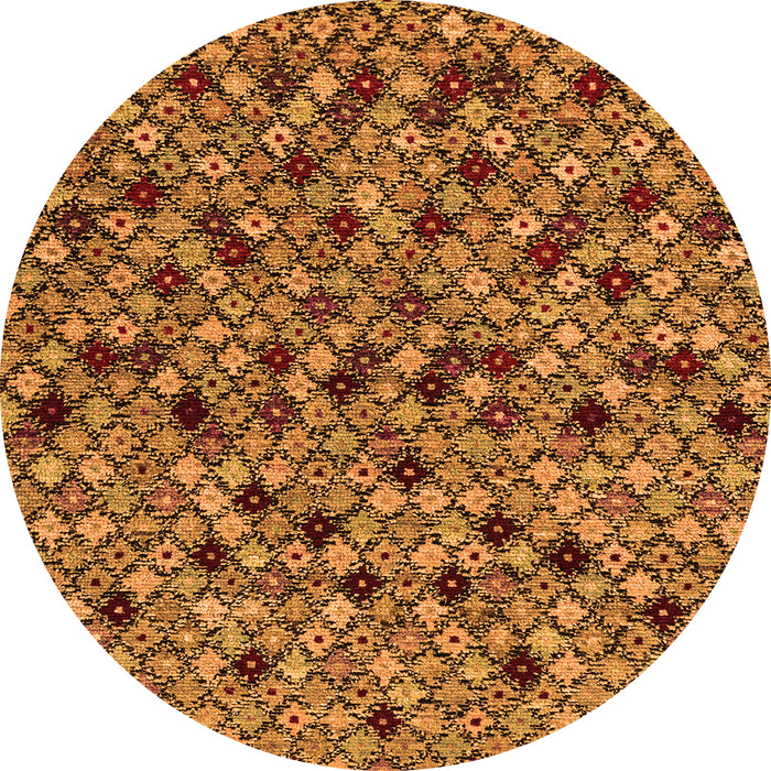 Round Machine Washable Abstract Orange Modern Area Rugs, wshabs4474org