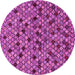 Round Machine Washable Abstract Pink Modern Rug, wshabs4474pnk