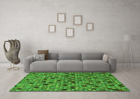 Machine Washable Abstract Green Modern Rug, wshabs4474grn