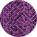 Round Machine Washable Abstract Purple Modern Area Rugs, wshabs4475pur