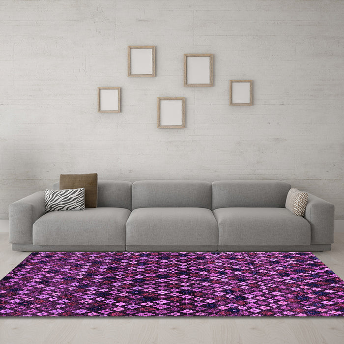 Machine Washable Abstract Purple Modern Area Rugs in a Living Room, wshabs4475pur