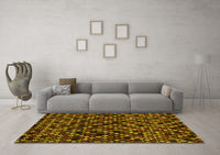 Machine Washable Abstract Yellow Modern Rug, wshabs4475yw