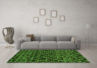 Machine Washable Abstract Green Modern Rug, wshabs4475grn