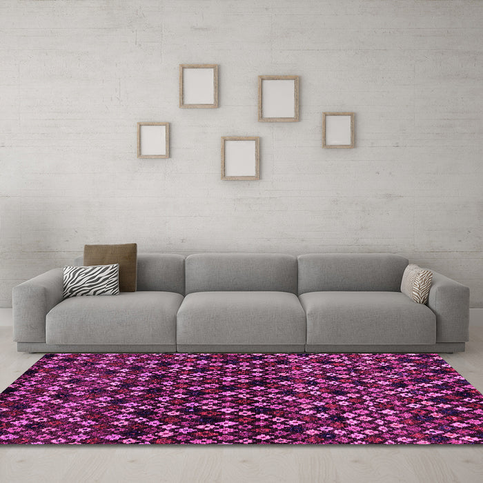 Machine Washable Abstract Pink Modern Rug in a Living Room, wshabs4475pnk