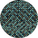 Round Machine Washable Abstract Light Blue Modern Rug, wshabs4475lblu