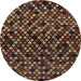 Round Machine Washable Abstract Night Red Rug, wshabs4475