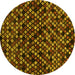 Round Machine Washable Abstract Yellow Modern Rug, wshabs4475yw