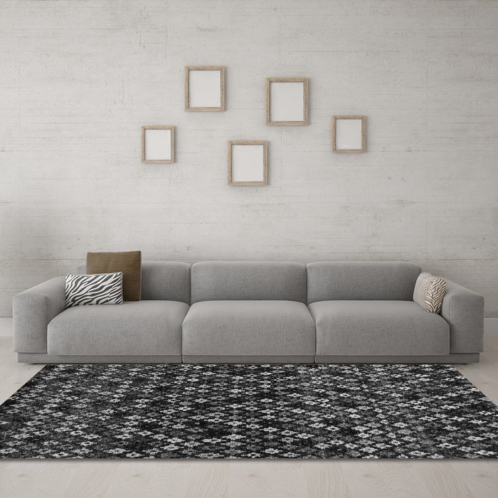 Machine Washable Abstract Gray Modern Rug in a Living Room,, wshabs4475gry