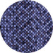 Round Machine Washable Abstract Blue Modern Rug, wshabs4475blu