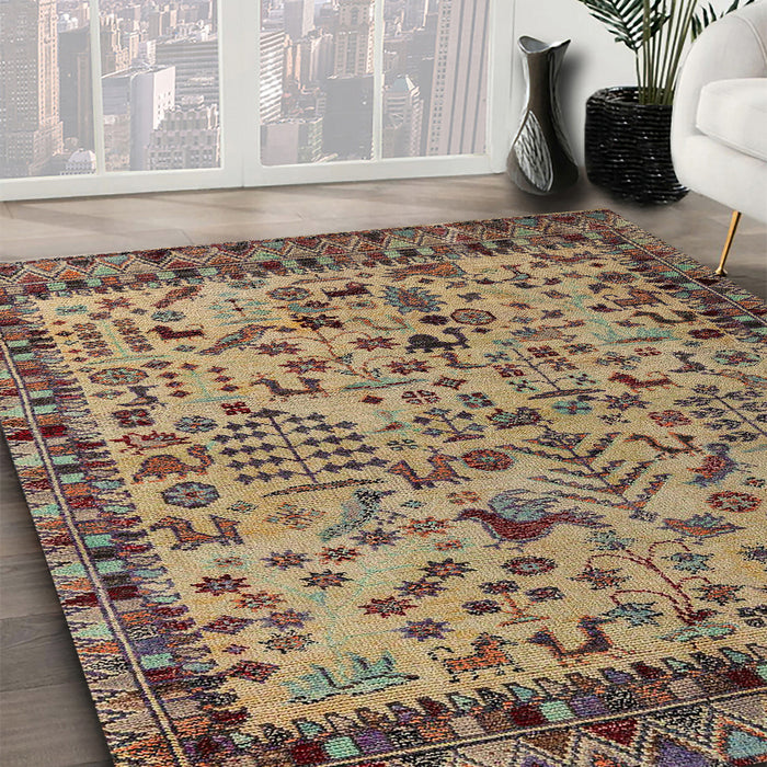 Machine Washable Abstract Sangria Brown Rug in a Family Room, wshabs4476