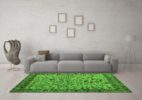 Machine Washable Abstract Green Modern Rug, wshabs4476grn