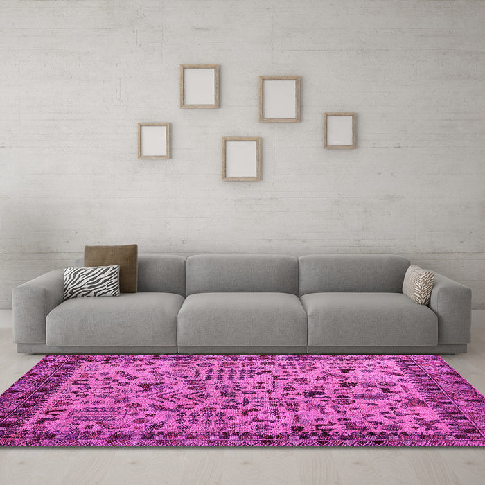 Machine Washable Abstract Pink Modern Rug in a Living Room, wshabs4476pnk
