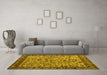 Machine Washable Abstract Yellow Modern Rug in a Living Room, wshabs4476yw