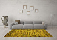 Machine Washable Abstract Yellow Modern Rug, wshabs4476yw