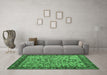 Machine Washable Abstract Emerald Green Modern Area Rugs in a Living Room,, wshabs4476emgrn