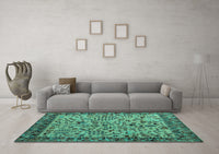 Machine Washable Abstract Turquoise Modern Rug, wshabs4476turq