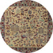 Round Machine Washable Abstract Sangria Brown Rug, wshabs4476