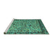 Sideview of Machine Washable Abstract Turquoise Modern Area Rugs, wshabs4476turq