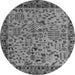 Round Machine Washable Abstract Gray Modern Rug, wshabs4476gry