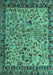 Machine Washable Abstract Turquoise Modern Area Rugs, wshabs4476turq