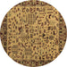 Round Machine Washable Abstract Brown Modern Rug, wshabs4476brn