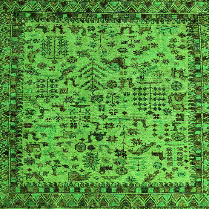 Square Abstract Green Modern Rug, abs4476grn