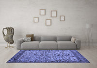 Machine Washable Abstract Blue Modern Rug, wshabs4476blu