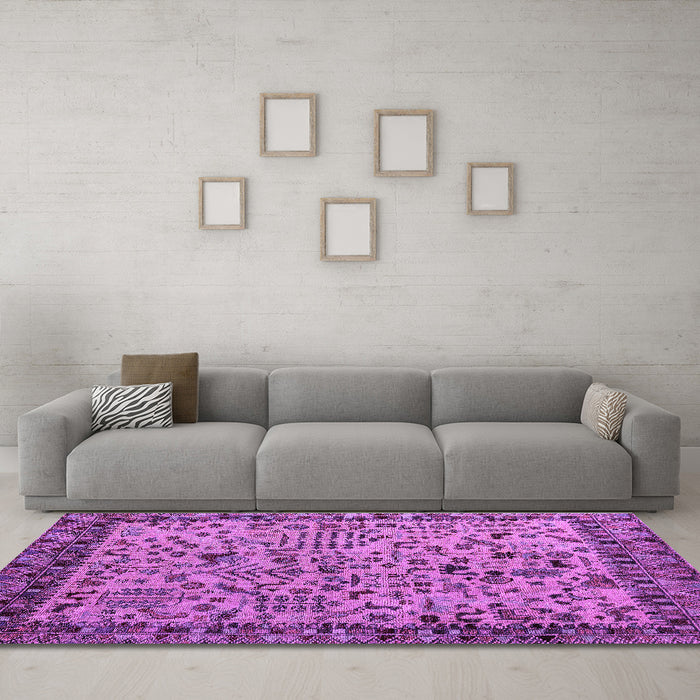 Machine Washable Abstract Purple Modern Area Rugs in a Living Room, wshabs4476pur