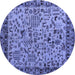 Round Machine Washable Abstract Blue Modern Rug, wshabs4476blu