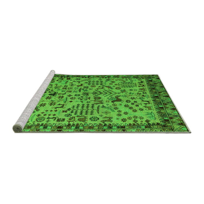 Sideview of Machine Washable Abstract Green Modern Area Rugs, wshabs4476grn